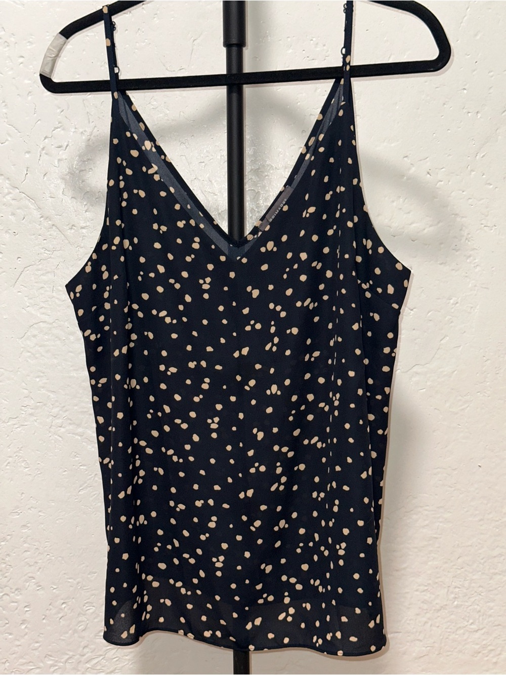Primark Black Cami with Cream Polka Dot Print